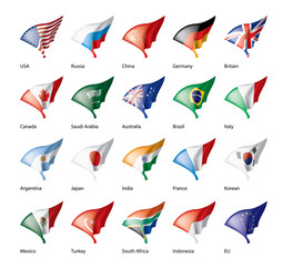 vector set of flags of the G20