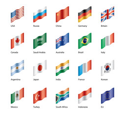 vector set of flags of the G20
