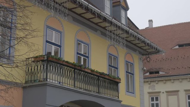 Christmas lights on buildings