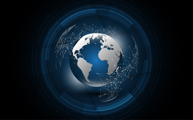 Global network connection World map abstract technology background global business innovation concept