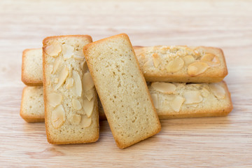 Financiers cake close up.