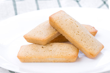 Financiers cake close up.