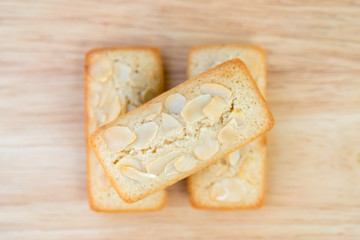 Financiers cake close up.