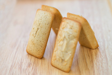 Financiers cake close up.