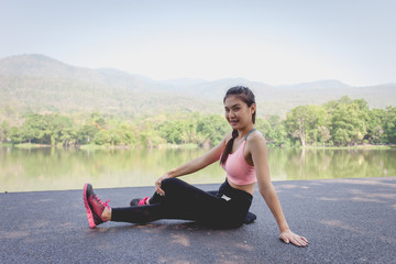 Woman exercising in the park