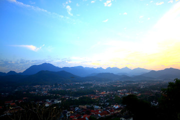 Sunset over the mountains, Luangprabang, Laos