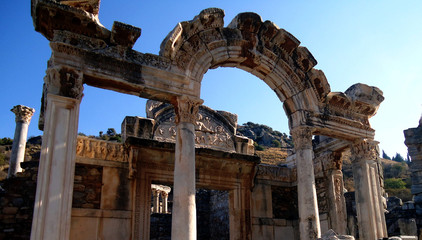 Hadrian temple  structure in Ephesus ancient city, Izmir