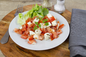 tomate et mozzarella