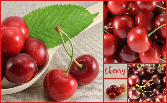 Collage of red cherry-rectangle