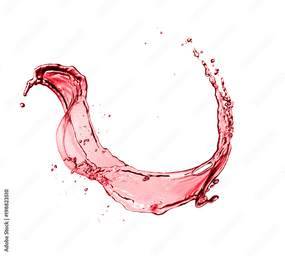 Poster red wine abstract splash shape on white background