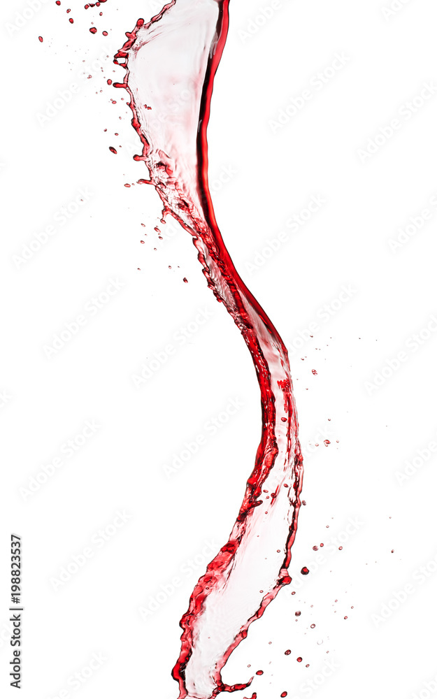 Poster red wine abstract splash shape on white background