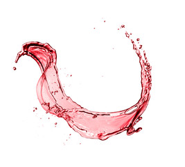 Red wine abstract splash shape on white background