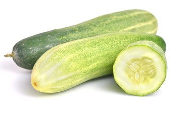 Fresh cucumber isolated on white background