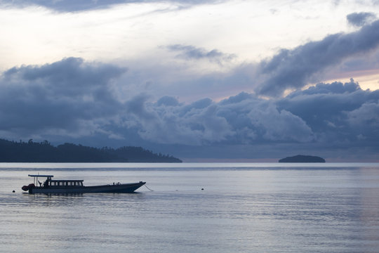 Typical  Exotic Sunrise In Raja Ampat Archipelago