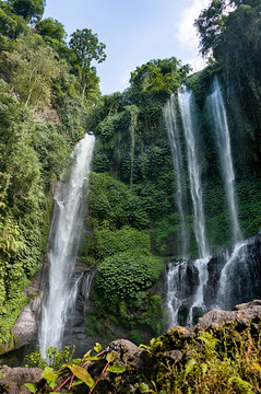 Cascade of Lemukih waterfall on Bali Stock Photo | Adobe Stock