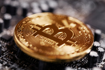 golden bitcoin macro shot