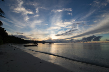 amazing sky in raja ampat archipelago at dawn