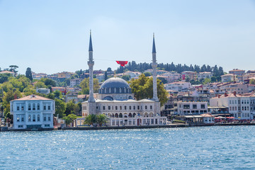 Istanbul, Turkey. The Beylerbeyi Mosque on the Anatolian coast of the Bosphorus Strait, 1778. - obrazy, fototapety, plakaty