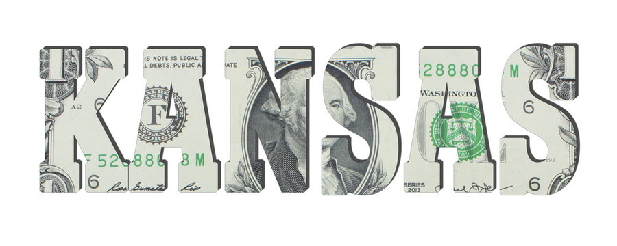 Kansas. American dollar banknotes. Background with money