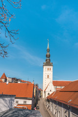 Panoramic view of Tallinn old town on sunny day. Tallinn, Estonia