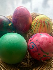 Easter Eggs in straw nest
