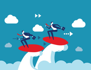 Obraz na płótnie Canvas Holiday. Business team play surfing. Concept business vector illustration.