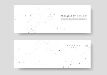 Minimalistic horizontal polygonal background with connected lines and dots