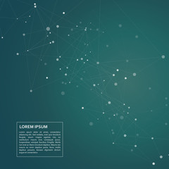 Dark green vector template with connection points and lines