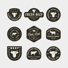 set of premium fresh beef labels. vector illustration