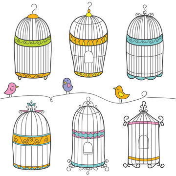 Doodle Vintage Of Birdcage