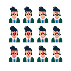 set of cute man facial expressions. vector illustration