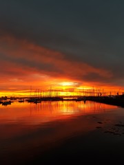 Fototapeta na wymiar Beautiful Harbour Sunrise - Williamstown, Victoria, Australia