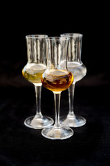 Three glasses of traditional rakija drink