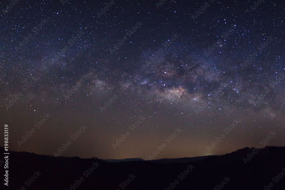 Wall mural starry night sky, milky way galaxy with stars and space dust in the universe, long exposure photogra