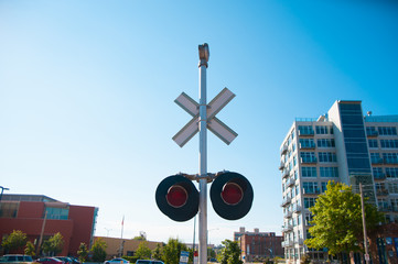 Fototapeta premium Train Lamp of the country side in America. America is a continent where American mainly live.