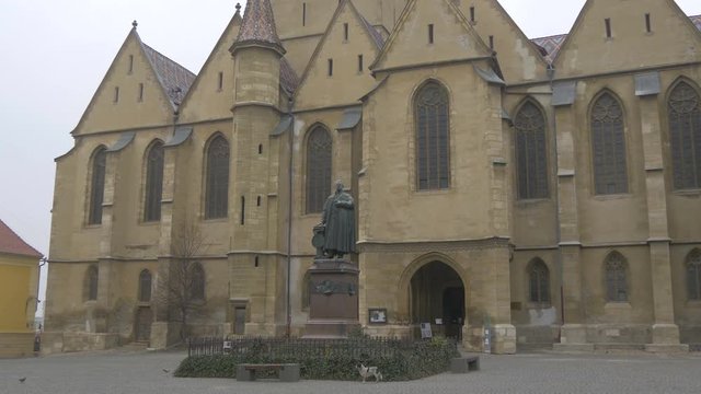 Statue in front of the Evangelical Cathedral
