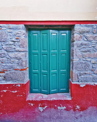 Greece, colorful house window