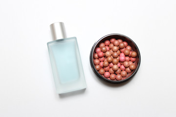 Blush, perfume. Beautician