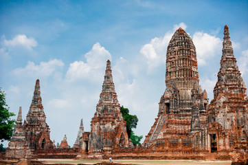Fototapeta premium Ancient building at Ayutthaya World Heritage site, Thailand. Thailand is known as a country of smile.