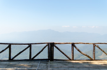 A Wooden of Balcony to see Landscape Mountain View.