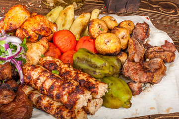 Raw barbecue shish kebabs - grilled meat