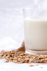 Single glass of oats milk.