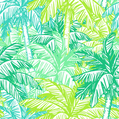 Seamless pattern with coconut palm trees