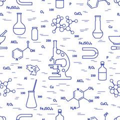 Seamless pattern: scientific, education elements.