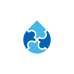 Puzzle Water Logo Icon Design