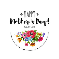 Eelgant greeting card with wildflowers. Happy Mother's Day card. Handwritten lettering Happy Mother's Day.