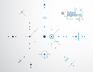 Technical plan, abstract engineering draft for use in graphic and web design. Vector drawing of industrial system created with lines and circles.