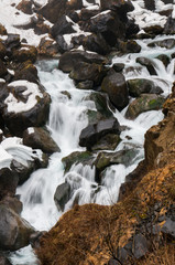 water fall in winter.