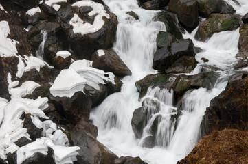 Fototapeta na wymiar water fall in winter.