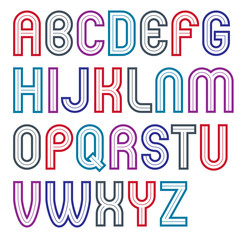 Vector bold capital alphabet letters collection made with white lines, can be used in poster design as newspaper advertising